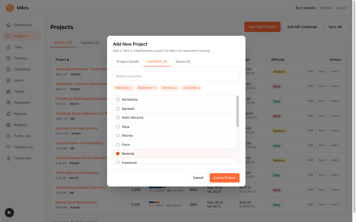 Projects and sync